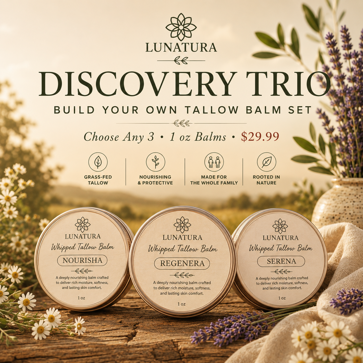 Discovery Trio – Build Your Own Tallow Balm Set