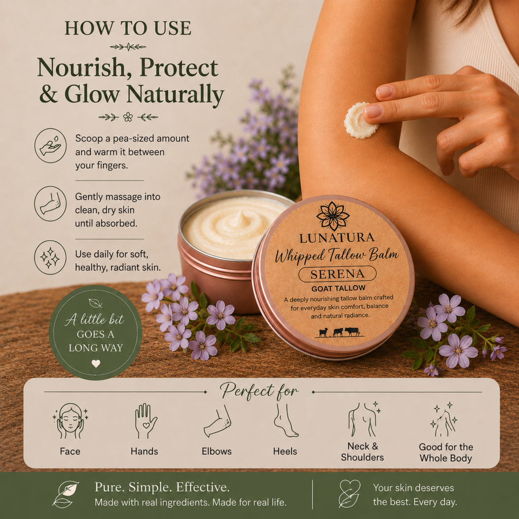 How to apply Serena Whipped Goat Tallow Balm for soft, nourished skin